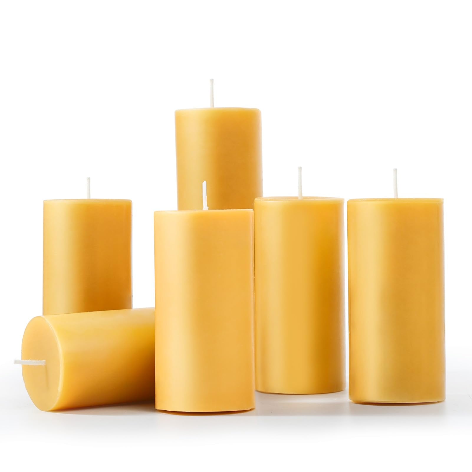 Organic Beeswax Candles 2" x 4", 100% Pure Beeswax - Natural Beeswax Pillar Candles 140 Hour Burning - Beeswax Pillar Candles - Beeswax Pillar Candles - Set of 4
