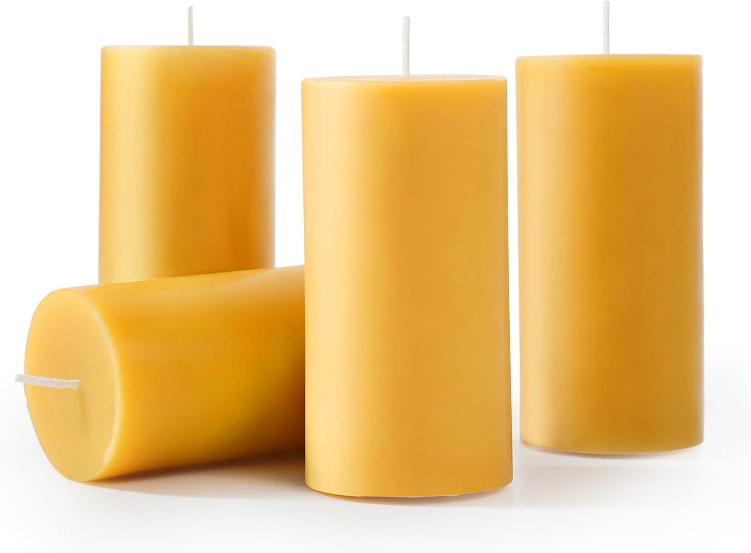 Organic Beeswax Candles 2" x 4", 100% Pure Beeswax - Natural Beeswax Pillar Candles 140 Hour Burning - Beeswax Pillar Candles - Beeswax Pillar Candles - Set of 4