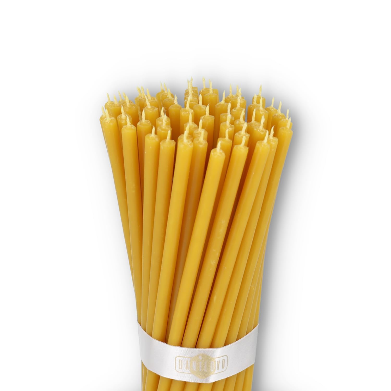 Danilovo Pure Beeswax Candles, Orthodox Natural Candles for Church Prayer, Rituals, Meditation, Birthday Cake Decoration, Pack of 50 (White)