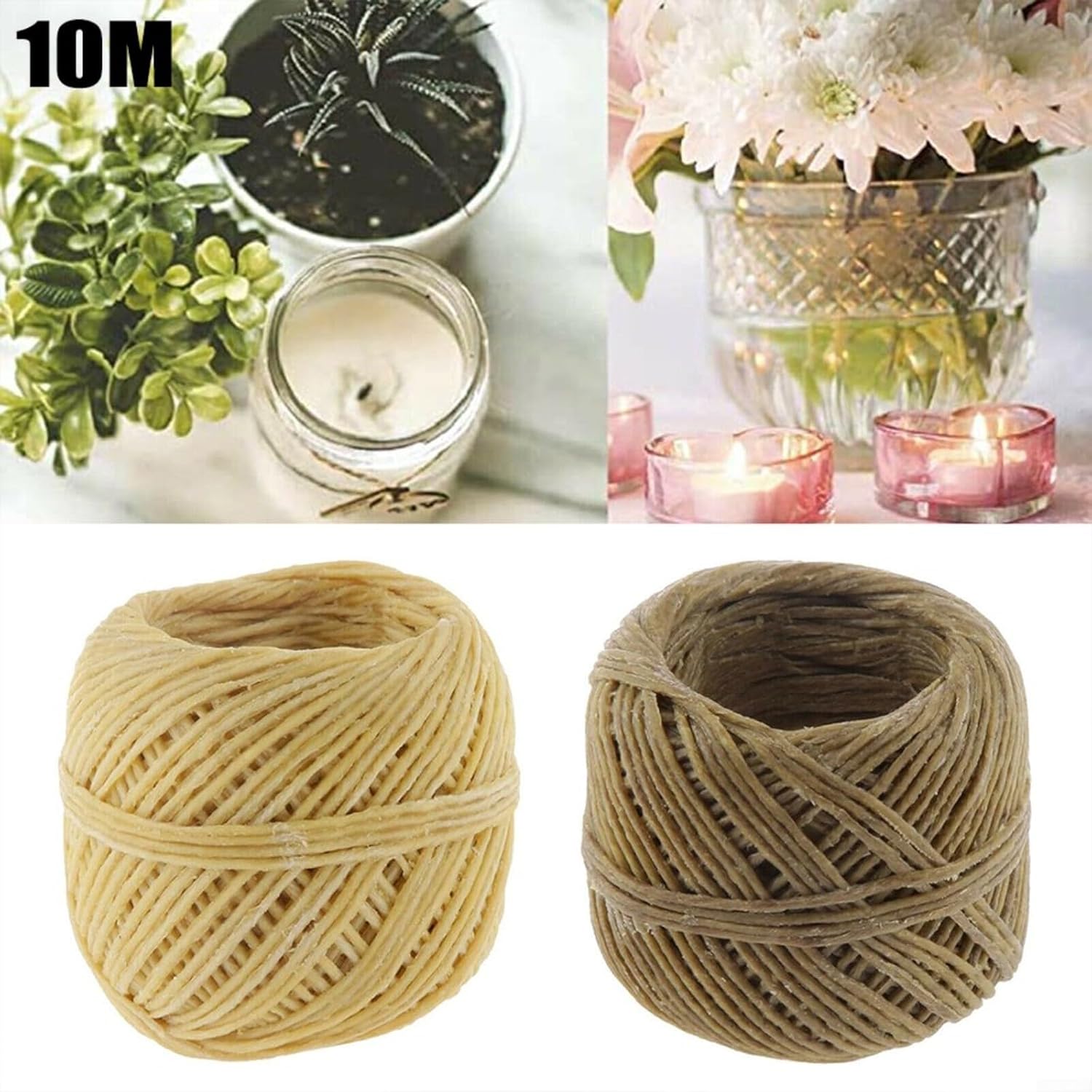 Hemp Wick Spool for Candle Making, Beeswax Wicks, Natural Organic Hemp Candles, No Cotton/No Lead Coating (Light Brown)