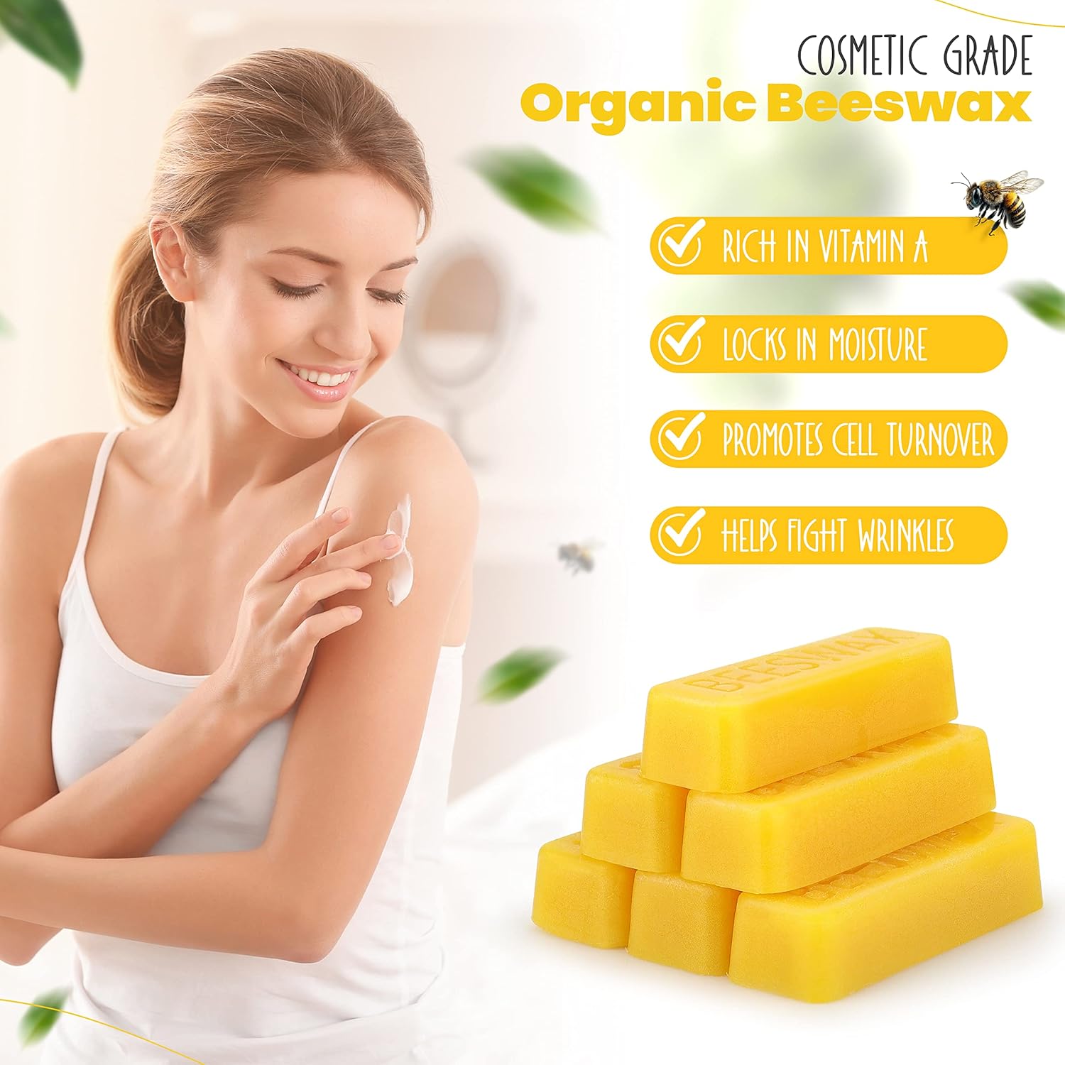 Eco Lux 100% Pure Natural Beeswax Blocks 180g (Pack of 8)