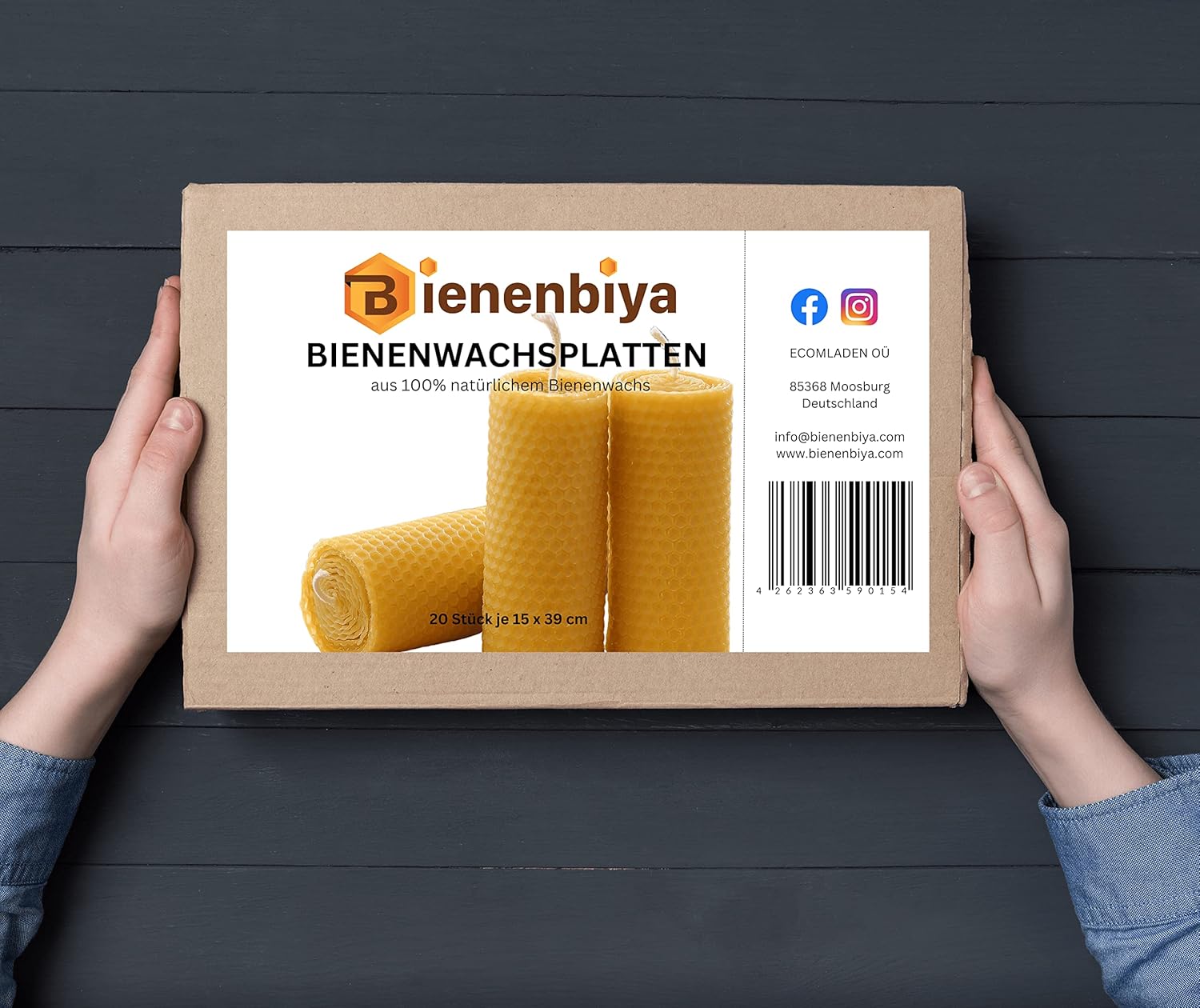 18 x 100% Pure Beeswax Plates (19.5 x 39.5 cm) 1.4 kg, Zander Centerwalls, Candle Making and DIY, 18 Natural Beeswax Plates